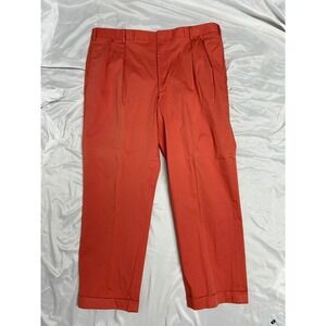 Ben Silver Charleston Mens 42 Coral Pink Pleated Cuffed Trousers Made in Italy